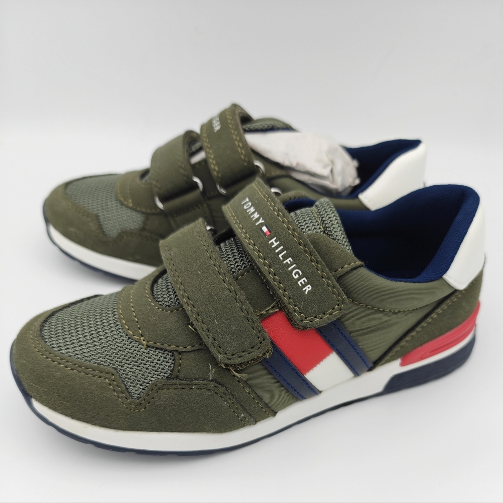 TOMMY HILFIGER 1 US 32 EU Trainers Sneakers Green Olive Military Scratch NWOT